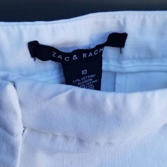 Zac & Rachel White Cotton Blend Cropped Pants size 10 - Picture 2 of 13